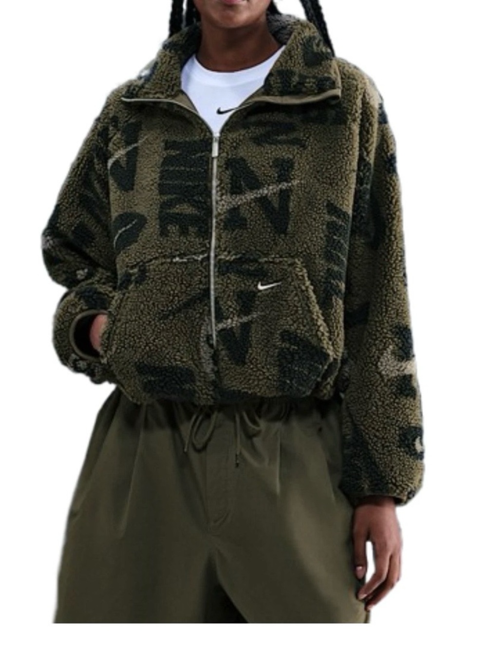Nike Olive Camo Sherpa Zip-Up Jacket